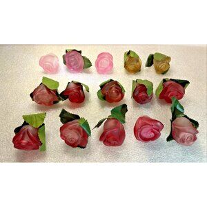 Set of 15 Vintage Old World Christmas Rose Glass Light Covers Red, Pink & Yellow